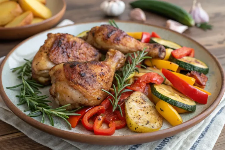 Hähnchen mit Gemüse im Backofen