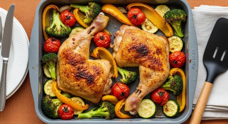 Hähnchenschenkel mit Ofengemüse
