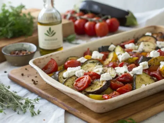 mediterranes ofengemüse mit kartoffeln und feta rezept