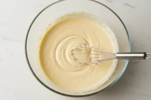 Eier mit Öl und Joghurt verrühren, Mehl und Backpulver durchsieben, Zucker und Vanillezucker