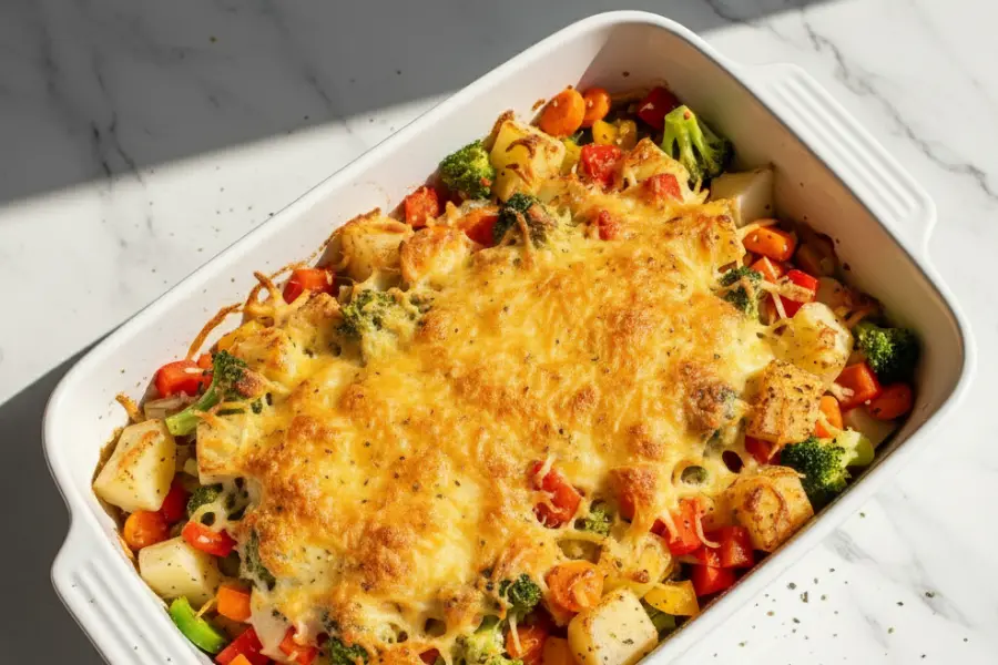 Gemüseauflauf mit goldbrauner Käsekruste