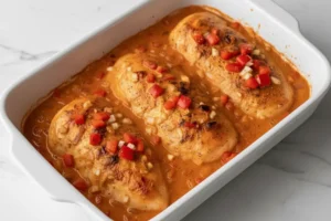Paprika Sahne Hähnchen im Ofen