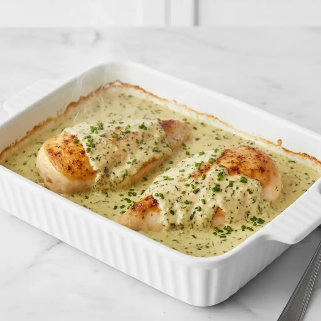 Kräuter Sahne Hähnchen aus dem Ofen