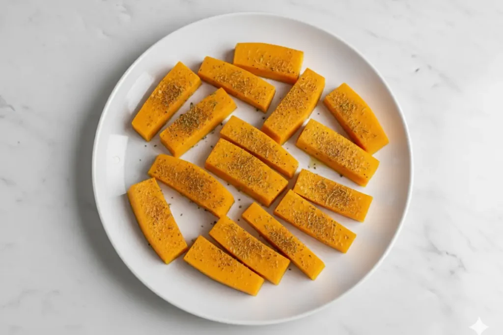 Kürbis im Ofen mit Kräutern