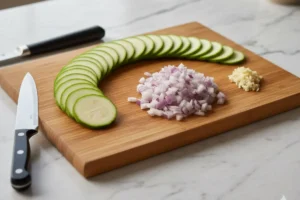 Zucchini und Aromaten vorbereiten